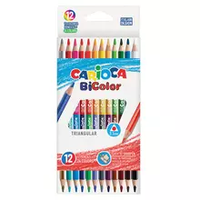 Карандаши цветные двухсторонние CARIOCA "Bi-color" 12 шт. 24 цвета трехгранные