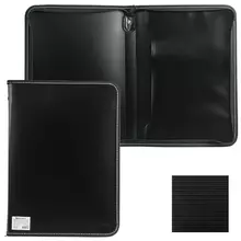 Папка на молнии пластиковая Brauberg "Contract" А4 335х242 мм. внутренний карман черная