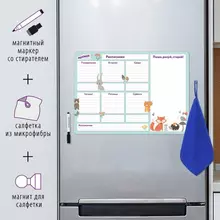 Планинг на холодильник магнитный РАСПИСАНИЕ 42х30 см. с маркером и салфеткой Юнландия