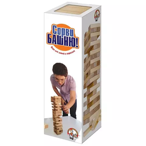 Игра настольная Десятое Королевство "Падающая башня" неокрашенный. деревянные блоки