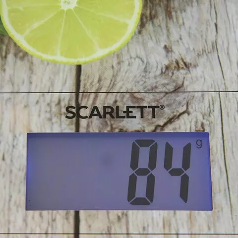 Весы кухонные Scarlett SC-KS57P21 "Лимоны" электронный дисплей max вес 10 кг. тарокомпенсация стекло