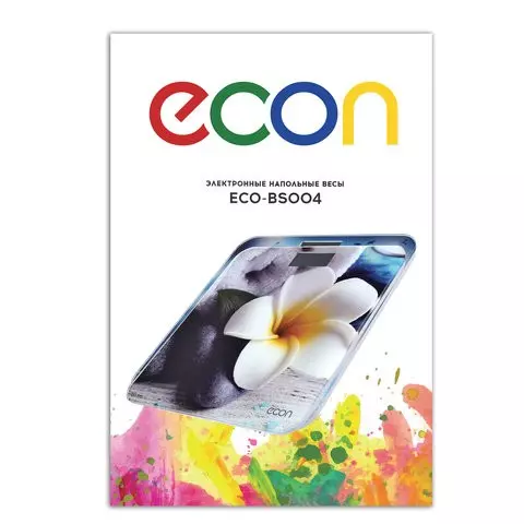 Весы напольные ECON ECO-BS004 электронные вес до 180 кг. термометр квадратные стекло с рисунком