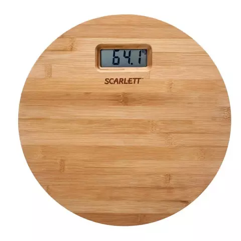 Весы напольные Scarlett SC-BS33E061 электроннные максимальная нагрузка 180 кг. круг бамбук