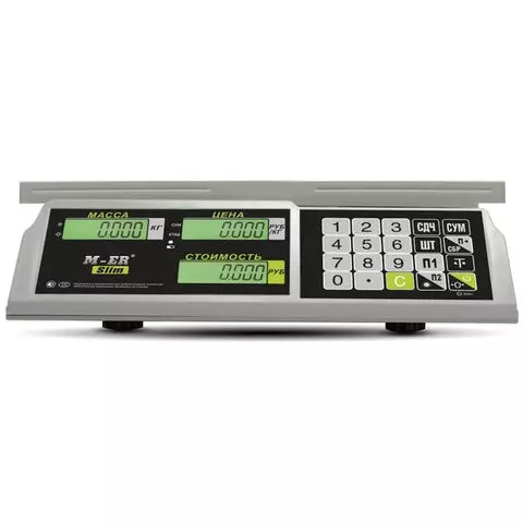 Весы торговые MERTECH M-ER 326AC-15.2 LCD (004-15 кг.) дискретность 5 г. платформа 325x230 мм. без стойки