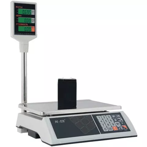 Весы торговые MERTECH M-ER 327P-15.2 LCD (005-15 кг.) дискретность 2 г. платформа 325x230 мм. со стойкой