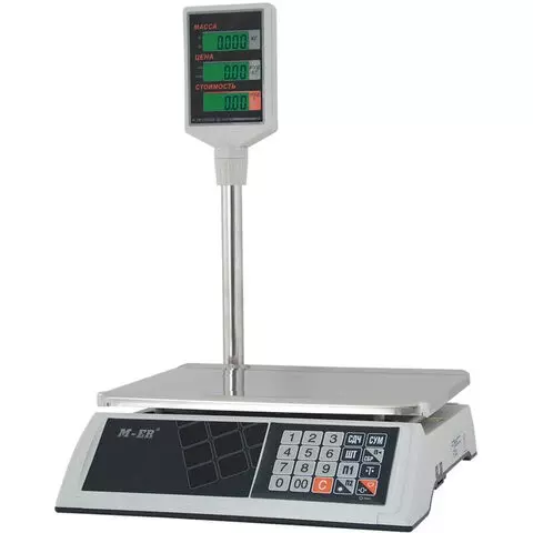 Весы торговые MERTECH M-ER 327P-15.2 LCD (005-15 кг.) дискретность 2 г. платформа 325x230 мм. со стойкой