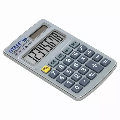 Калькулятор карманный металлический Staff STF-1008 (103х62 мм.) 8 разрядов двойное питание