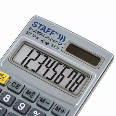 Калькулятор карманный металлический Staff STF-1008 (103х62 мм.) 8 разрядов двойное питание