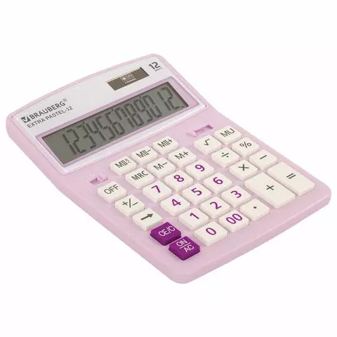 Калькулятор настольный Brauberg Extra PASTEL-12-PR (206x155 мм.) 12 разрядов двойное питание сиреневый