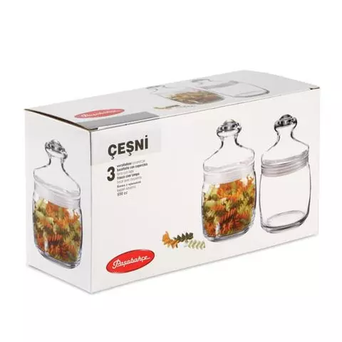 Банки с крышкой "Cesni" для сыпучих продуктов набор 3 шт. 500 мл. стекло Pasabahce