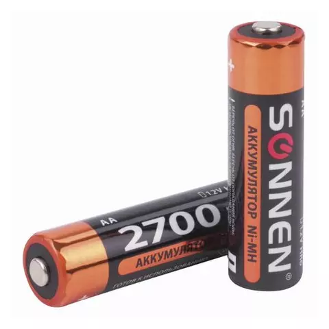Батарейки аккумуляторные комплект 2 шт. Sonnen АА (HR6) Ni-Mh 2700 mAh