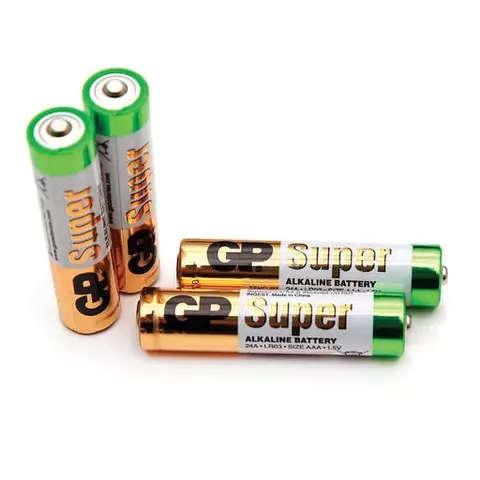 Батарейки комплект 4 шт. GP Super AAA (LR03 24А) алкалиновые мизинчиковые в пленке