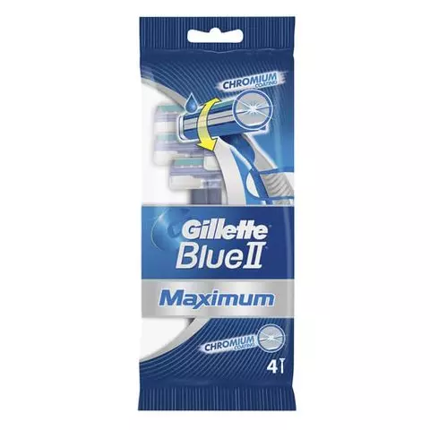 Бритвы одноразовые комплект 4 шт. GILLETTE (Жиллет) BLUE 2 Max для мужчин