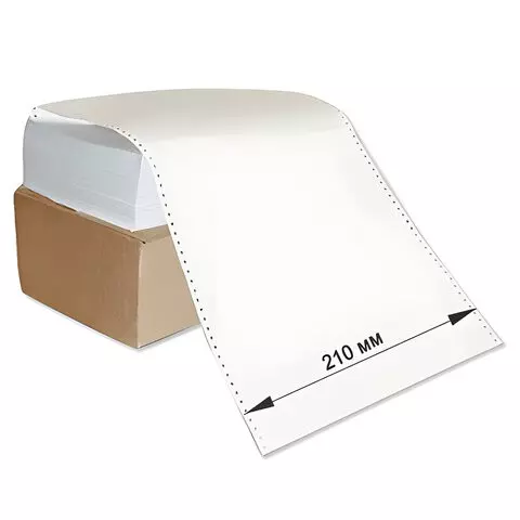 Бумага с неотрывной перфорацией 210х305 мм. (12") 1600 листов плотность 65г./м2 белизна 98%