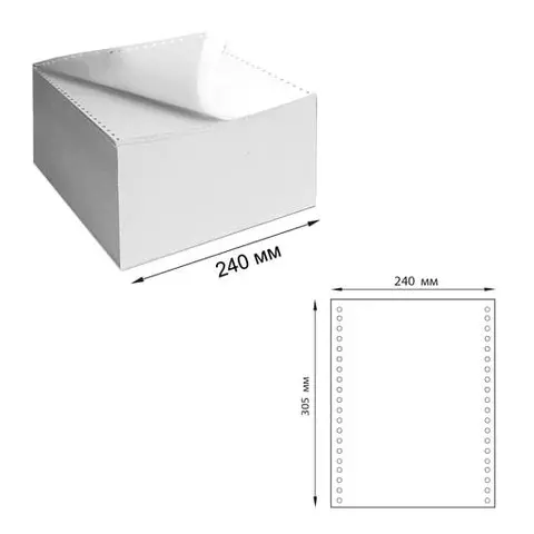 Бумага самокопирующая с перфорацией белая 240х305 мм. (12") 2-х слойная 900 комплектов белизна 90% DRESCHER
