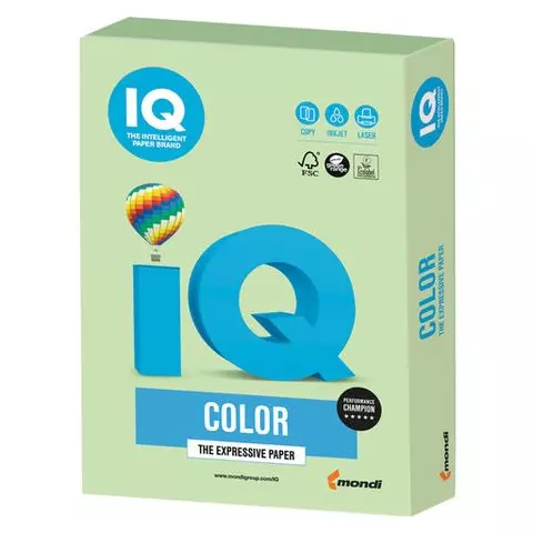 Бумага цветная IQ color А4 160г./м2 250 л. пастель зеленая