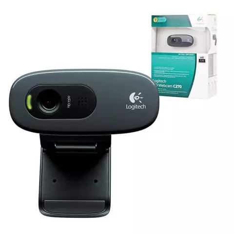 Веб-камера LOGITECH C270 1/3 Мпикс. микрофон USB 2.0 черная регулируемый крепеж