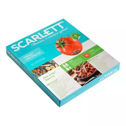 Весы кухонные Scarlett "Помидор" электронный дисплей max вес 5 кг. тарокомпенсация стекло