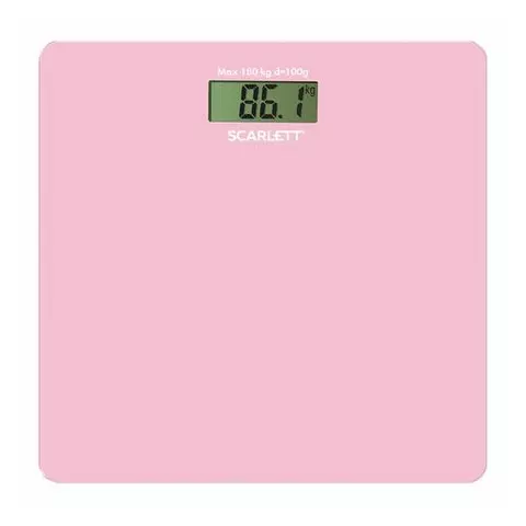 Весы напольные Scarlett электронные вес до 180 кг. квадратные стекло розовые