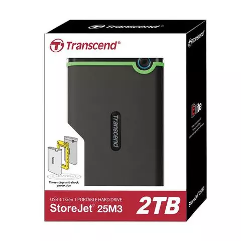 Внешний жесткий диск Transcend StoreJet 25M3S 2TB 2.5" USB 3.1 серый