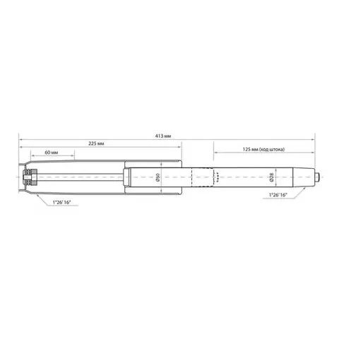 Газлифт Brabix A-140 стандартный ХРОМ длина в открытом виде 413 мм. d50 мм. класс 2
