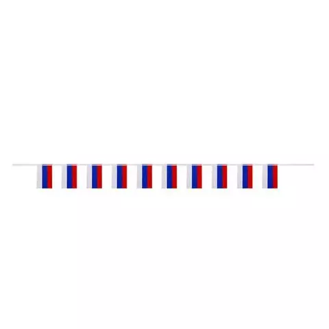 Гирлянда из флагов России длина 25 м. 10 прямоугольных флажков 10х15 см. Brauberg