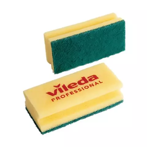 Губки Vileda "Виледа" комплект 10 шт. для любых поверхностей желтые зеленый абразив 7х15 см.