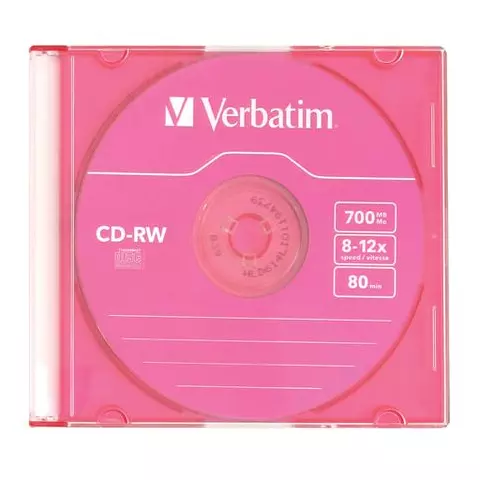 Диск CD-RW VERBATIM 700 Mb 8х-12х Colour Slim Case