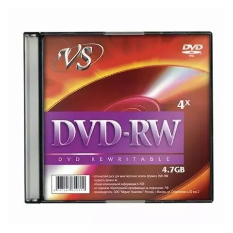Диск DVD-RW VS 47 Gb 4 x Slim Case 1 шт.