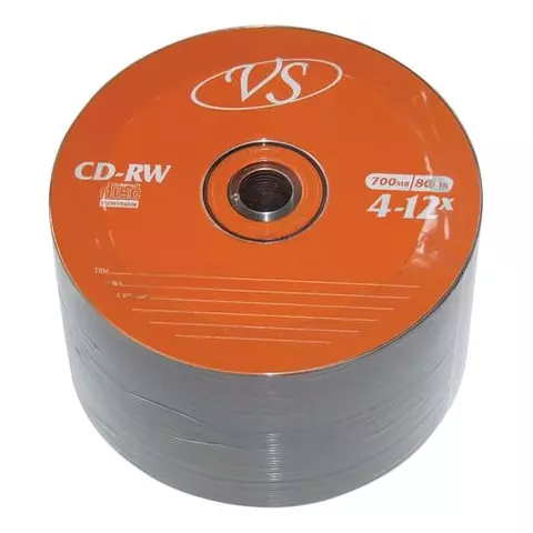 Диски CD-RW VS 700 Mb 4-12x комплект 50 шт. Bulk