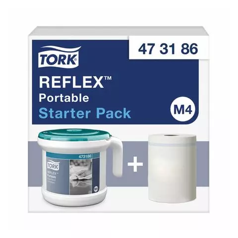 Диспенсер для полотенец переносной Tork (Система M4) Reflex стартовый набор с полотенцем белый