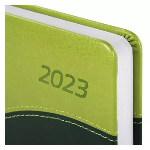 Ежедневник датированный 2023 А5 138x213 мм. Brauberg "Bond" под кожу зеленый/салатовый