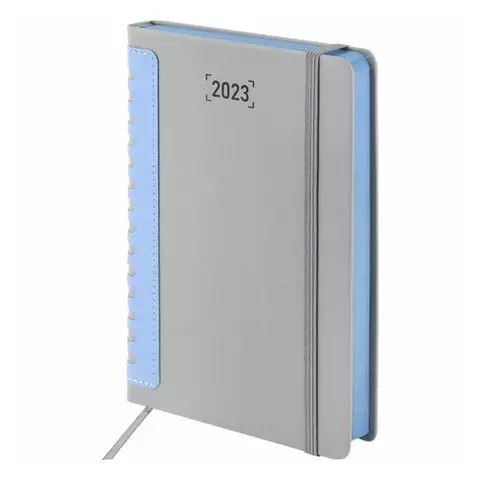 Ежедневник датированный 2023 А5 138x213 мм. Brauberg "original" серый/голубой