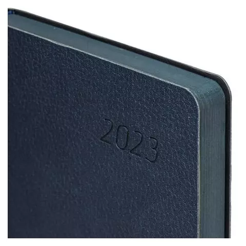 Ежедневник датированный 2023 А5 138x213 мм. Brauberg "Stylish" под кожу темно-синий