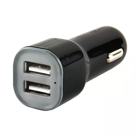 Зарядное устройство автомобильное RED LINE AC-1A кабель для IPhone (iPad) 1 м. 2 порта USB выходной ток 1 А черное