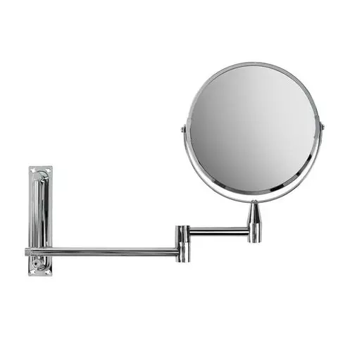 Зеркало настенное Brabix диаметр 17 см. двусторонее с увеличением нержавеющая сталь выдвижное (петли)