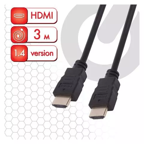 Кабель HDMI AM-AM 3 м. Sonnen ver1.4 FullHD 4К для ноутбука компьютера ТВ-приставки монитора телевизора проектора черный