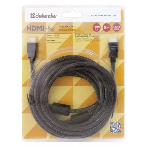 Кабель HDMI 5 м. Defender M-M для передачи цифрового аудио-видео