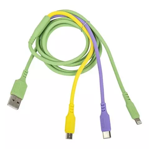 Кабель для зарядки 3 в 1 USB 2.0-Micro USB/Type-C/Lightning 1 м. Sonnen медь