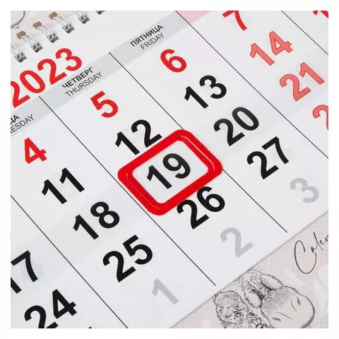 Календарь квартальный на 2023 г. 3 блока 3 гребня с бегунком мелованная бумага "BUNNY" Brauberg