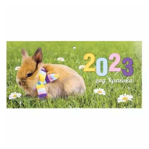 Календарь квартальный с бегунком 2023 г. 3 блока 3 гребня ЭКСТРА "Год Кролика" Hatber