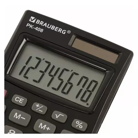 Калькулятор карманный Brauberg PK-408-BK (97x56 мм.) 8 разрядов двойное питание черный
