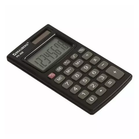 Калькулятор карманный Brauberg PK-408-BK (97x56 мм.) 8 разрядов двойное питание черный