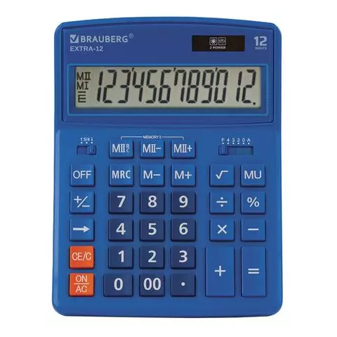 Калькулятор настольный Brauberg Extra-12-BU (206x155 мм.) 12 разрядов двойное питание синий