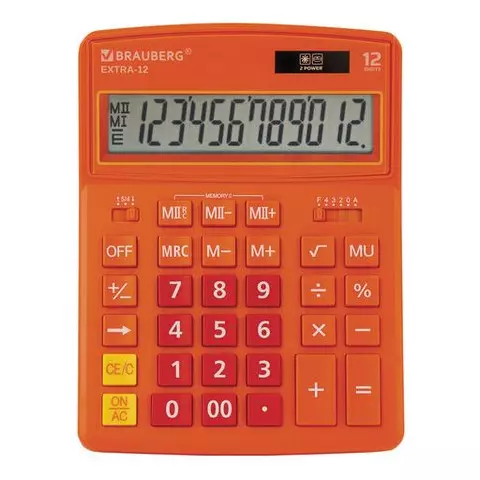 Калькулятор настольный Brauberg Extra-12-RG (206x155 мм.) 12 разрядов двойное питание оранжевый