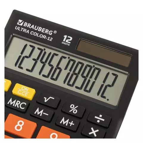 Калькулятор настольный Brauberg ULTRA COLOR-12-BKRG (192x143 мм.) 12 разрядов двойное питание ЧЕРНО-ОРАНЖЕВЫЙ