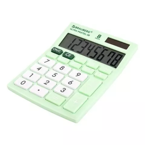 Калькулятор настольный Brauberg ULTRA PASTEL-08-LG КОМПАКТНЫЙ (154x115 мм.) 8 разрядов двойное питание МЯТНЫЙ