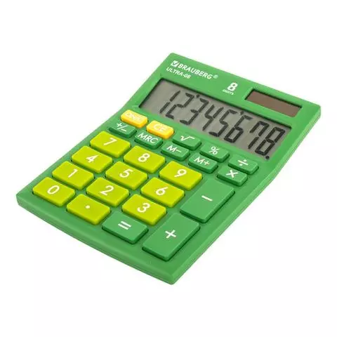 Калькулятор настольный Brauberg ULTRA-08-GN КОМПАКТНЫЙ (154x115 мм.) 8 разрядов двойное питание зеленый