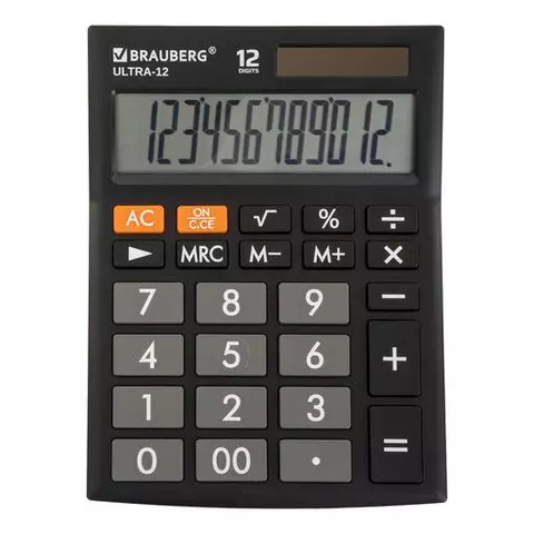 Калькулятор настольный Brauberg ULTRA-12-BK (192x143 мм.) 12 разрядов двойное питание черный