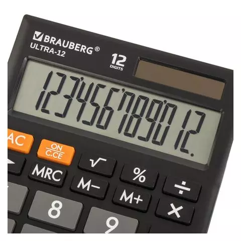 Калькулятор настольный Brauberg ULTRA-12-BK (192x143 мм.) 12 разрядов двойное питание черный